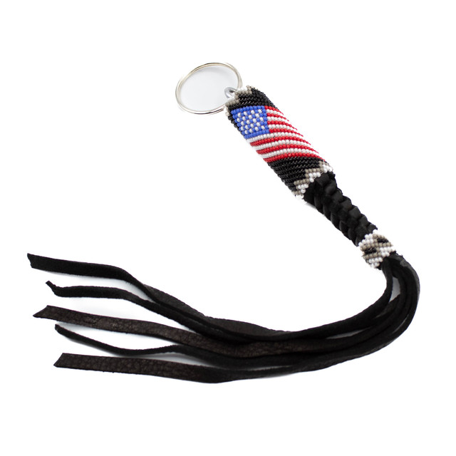 Key Chains Beaded Black Keychain with Flag Design