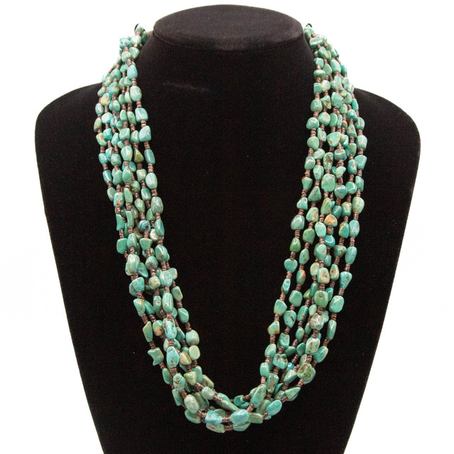 Multi-Strand Turquoise, Heishi & Silver Necklace