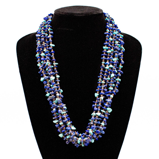 Lapis Lapis and Turquoise 6 Strand Necklace 