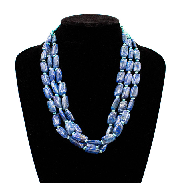 Lapis Lapis & Turquoise 3 Strand Necklace