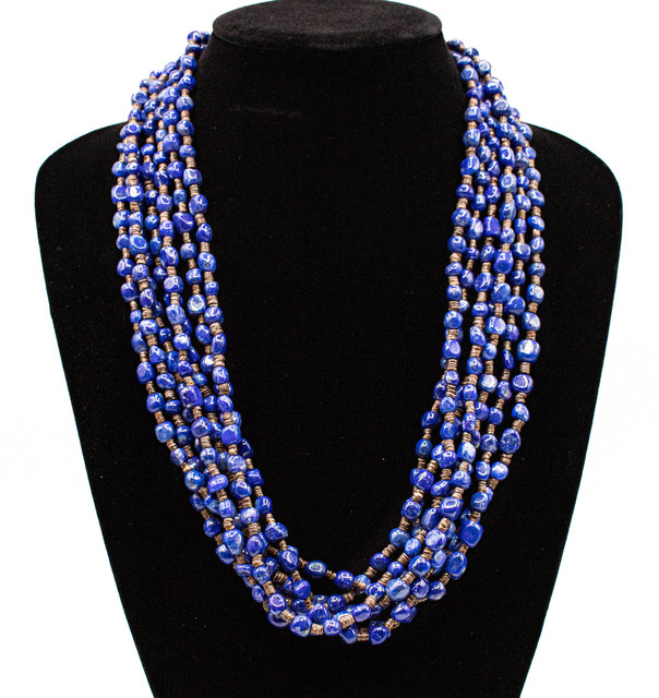 Lapis Lapis & Heishi 5 Strand Necklace