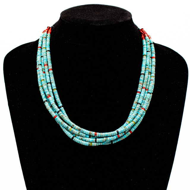 Multi-Strand Kingman Turquoise, Multistone Necklace