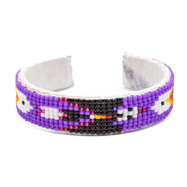 Beaded Kids Purple Beaded Bracelet with Eagle and Feathers