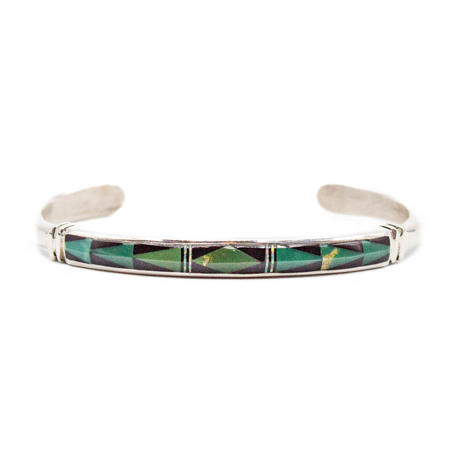 Semi Precious Stone Onyx & Green Turquoise Inlay