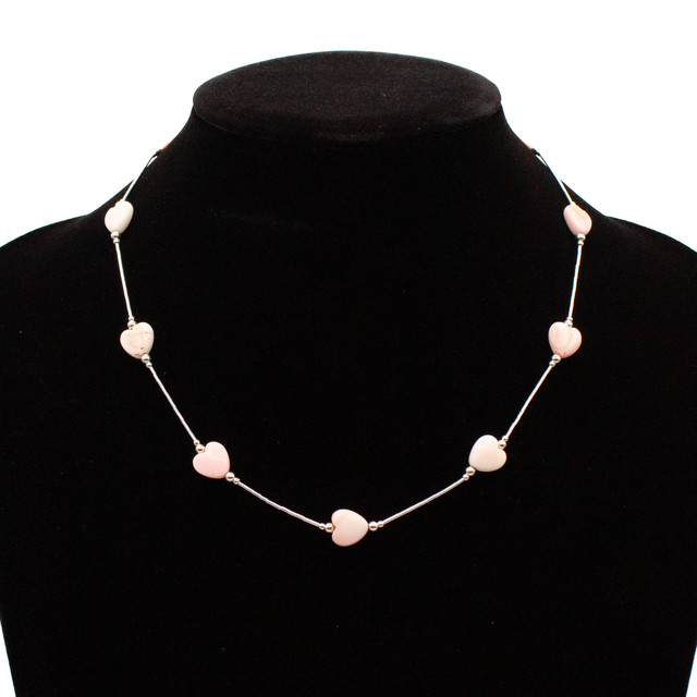 Semi-Precious Stone Conch Shell Heart Necklace