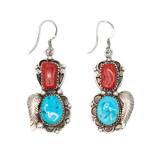 Vintage Vintage Turquoise & Coral Earrings