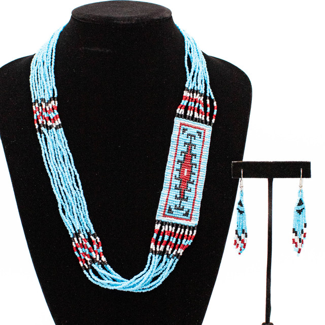 Beaded Blue Beaded Rug Design Set