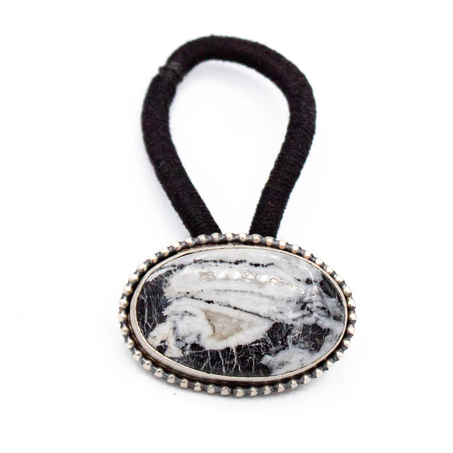 Hair Accessories White Buffalo Turquoise Oval Hair Tie