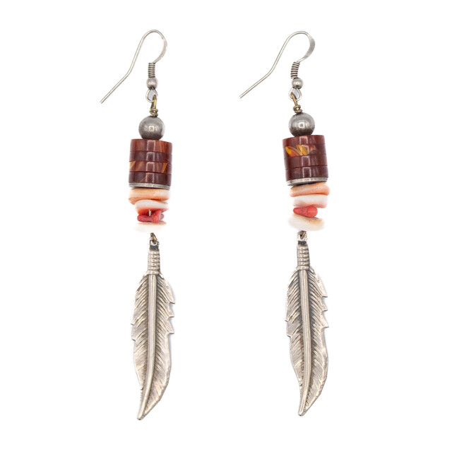 Vintage Beads & Feather Earrings