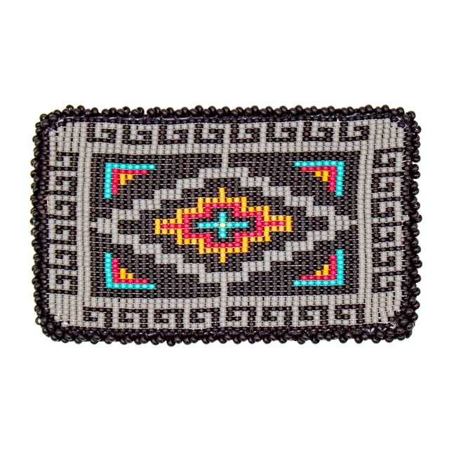 Bolos  Grey & Black Beaded Belt Buckle