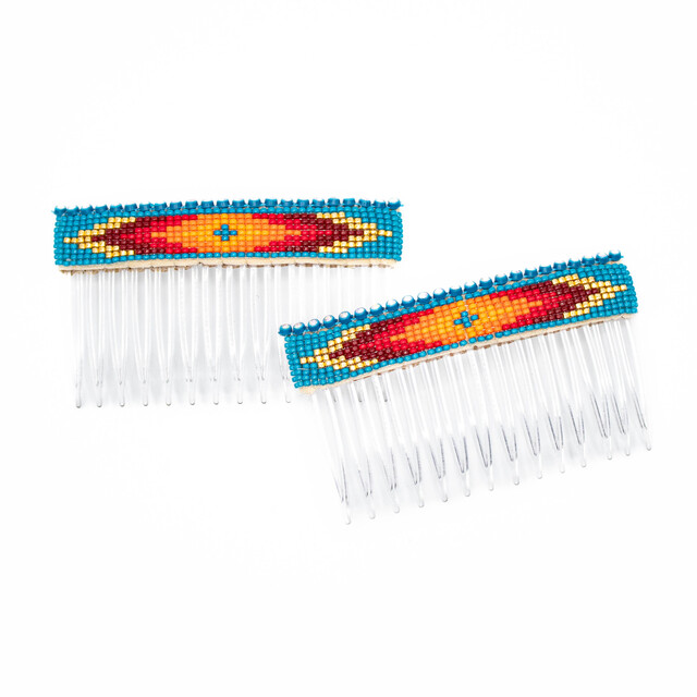 Hair Accessories Blue Beaded Haircomb Set