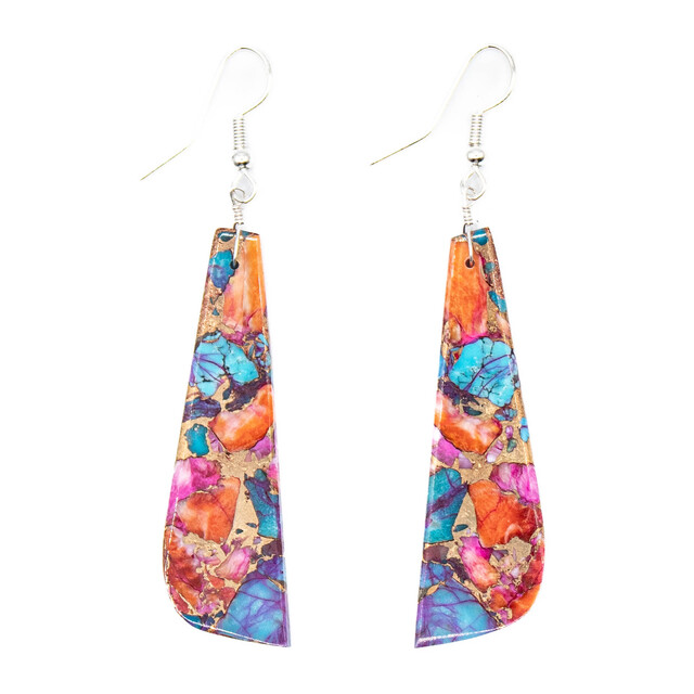 Semi-Precious Stone Pink Dahlia Slab Earrings