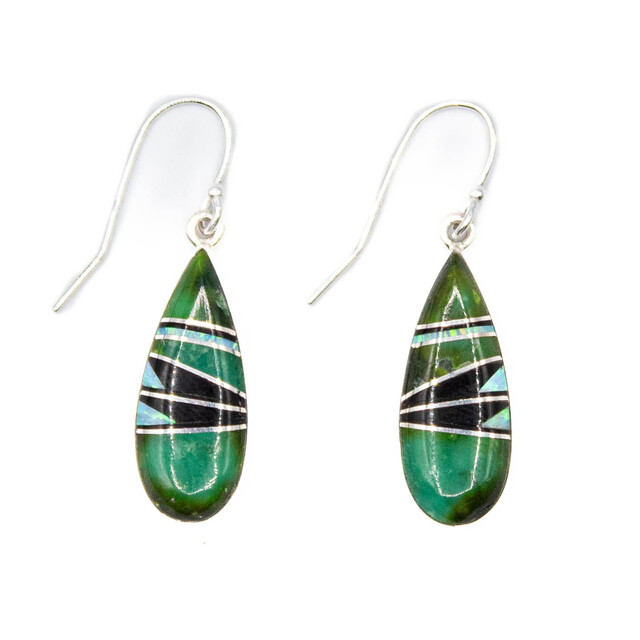 Semi-Precious Stone Onyx, Opal & Turquoise Earrings
