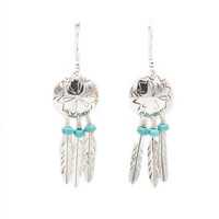 Earrings Silver & Turquoise Feather Earrings